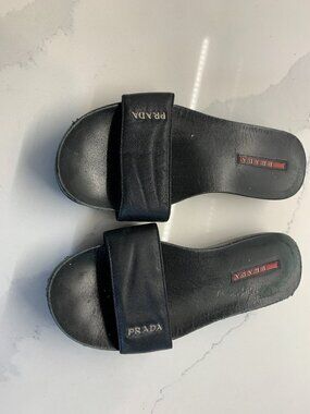 Prada slip on sandals